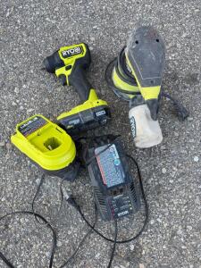 Ryobi ONE+ HP 18V Impact Driver, Detail Sander, 2 Chargers, 2Ah Battery, Dust Bag