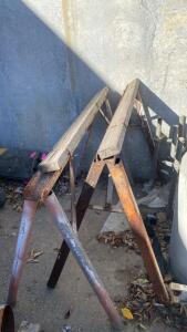 Heavy-Duty Metal/Wood Construction Sawhorses, Approx. 48" x 36", Site-Built Pair