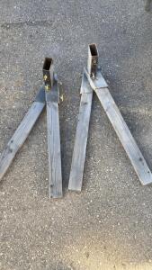 Heavy-Duty Folding Sawhorse Brackets with 2x4 Wood Legs, Steel Construction, 1000 lb Capacity Pair
