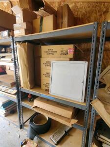 Industrial Boltless Metal Shelving Unit, 4 Levels, 72" x 24" x 48", with Mixed Storage Contents