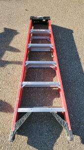 Werner 6 ft Fiberglass Step Ladder, Type IAA, 375 lb Capacity, OSHA/ANSI, Red