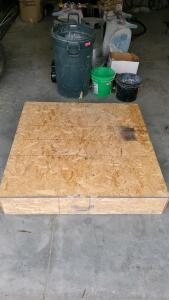 Wooden Storage/Transport Box, 4 ft x 4 ft x 8 in, OSB/Plywood, Metal Handle