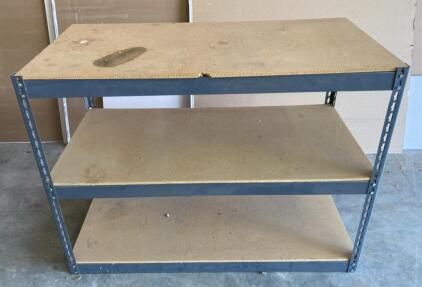 48x24x36 in 3-Tier Metal Frame Shelving Unit, Particleboard Shelves, Gray, Garage/Workshop Storage ( Bay 4 )