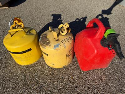 Eagle 5 Gallon Yellow Steel Diesel Safety Can & Red 5 Gallon Plastic Gasoline Can with Spouts