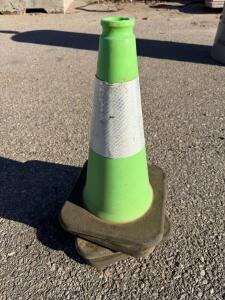 Lime Green 28" Traffic Safety Cone with 6" Reflective Collar, Stackable Heavy-Duty Base