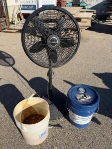 Lasko 18" Pedestal Fan, SpecChem SpecStrip 5-Gallon Pail, Bucket of 50 Slotted Steel Brackets