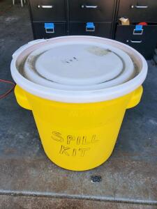 95 Gallon Yellow Spill Kit Container with Screw-Top Lid, Polyethylene, Handles, "SPILL KIT" Embossed