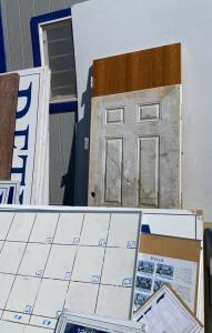 Assorted 6-Panel Exterior Door, PETRA Safety Signs, Large Whiteboard Calendar & Bulletin and many sigs and Boards