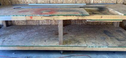 Heavy-Duty Custom Mobile Wooden Workbench with Lower Shelf & Casters, Large Top Cutout 12&rsquo;x3&rsquo;x4&rsquo; ( Bay 4 )