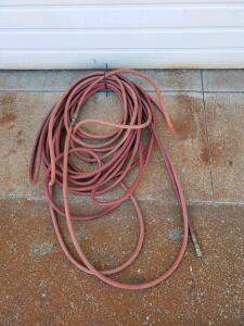 50 ft 3/8" Red Rubber Air Compressor Hose with Brass Quick Connect Coupler, 200 PSI Rated