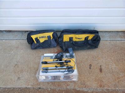 DEWALT 3 Pack Motion Sensor LED Light Kit, AC Adapter, Magnetic Mount, 2 Tool Bags