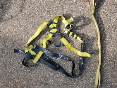 Full-Body Safety Harness with Lanyard, Adjustable Straps, Dorsal D-Ring, Yellow/Black Webbing