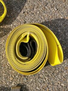 Heavy Duty Yellow Nylon Recovery Tow Strap, 3" Wide, Reinforced Loops, Logo Marking