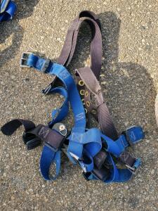 FallTech Full-Body Fall Protection Safety Harness, Dorsal D-Ring, Tongue Buckle, Blue/Black