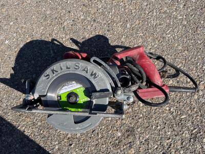SKILSAW Sidewinder 7-1/4" Circular Saw, 15A 120V, Side Handle, Metal Shoe, Used Blade Installed