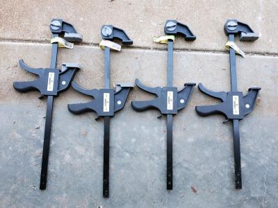 Pittsburgh 12" Ratchet Bar Clamp/Spreader Set of 4, Steel Bar, Quick Release Trigger