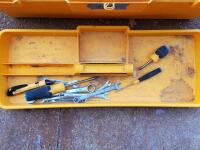 Yellow Plastic Toolbox with Assorted Hand Tools - Wrenches, Pliers, Screwdrivers, Pittsburgh, Stanley - 3