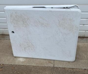 72" Folding Plastic Banquet Table, Seats 6-8, HDPE Top, Powder-Coated Steel Legs