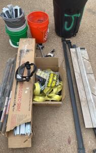 Mixed Lot: USG Donn DX/DXL Fire-Rated Grid, Joist Hangers, Tie-Down Straps, Construction Hardware