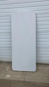 6' Rectangular Folding Banquet Table, White Plastic Top, Steel Frame, 72"x30"