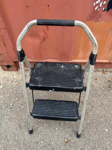 2-Step Folding Step Ladder with Handrail, 330 lbs Capacity, Anti-Slip Steps, White/Black