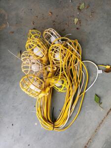 50 ft Temporary String Work Lights with 6 E26 Sockets, 750W Capacity, Yellow Cord