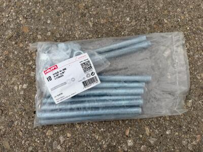 Hilti HAS-V-36 5/8" x 8" Threaded Rods, ASTM F1554 Grade 36, Zinc-Plated, Pack of 10