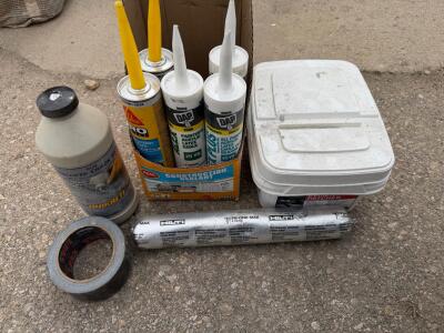Lot of Quikrete, Hilti, DAP, Sika Construction Sealants, T-Rex Tape, Patcher, Mixed Sizes
