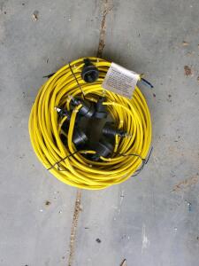 Commercial/Industrial Outdoor String Light Cord with 6 Lamp Holders, Yellow, 50 ft