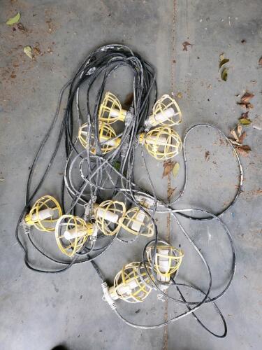 10-Light 100ft Construction String Light, 120V, IP65 Rated