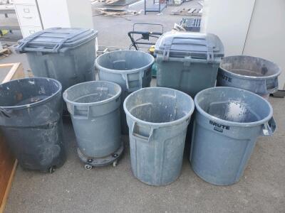 Rubbermaid BRUTE Trash Cans, 32/44/95 Gallon, Round and Wheeled, Gray, Commercial Grade