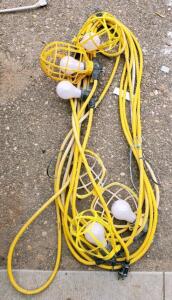 50 ft 5-Socket String Work Lights with Plastic Cages and Installed Bulbs