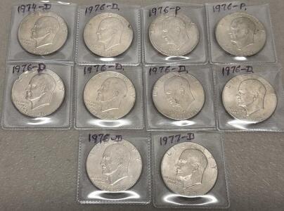 (10) Eisenhower Dollar Collection &ndash; 1974-D, 1976-D/P, 1977-D &ndash; Circulated, Denver & Philly Mint