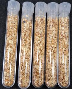 5 Plastic Vials Filled with Gold Leaf Flakes, Great for Crafts & Decor