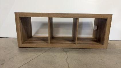 3-Cubby Wooden Storage Bench, Light Oak Finish, 48" x 16" x 18", Freestanding