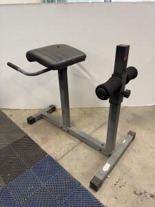 Adjustable Roman Chair Hyperextension Bench, Steel Frame, Foam Pad, Foot Support, Black/Grey