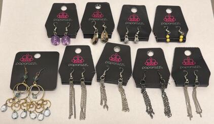 9 Pairs Paparazzi Dangle Drop Earrings Multi Color/Style Nickel & Lead Free, Original Cards