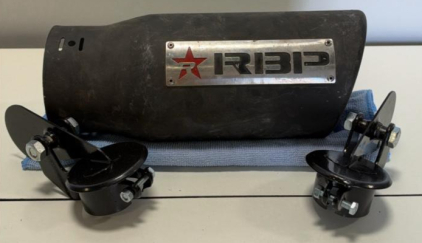 RIBI Off-Road Motorcycle Exhaust Silencer with Mounting Brackets, Black, 2- Tractor Exhaust caps
