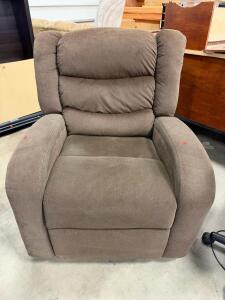 Brown Microfiber Manual Recliner Chair with Lever Handle, Padded Backrest and Armrests