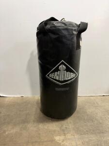 Century Heavy Bag, Approx. 70 lb, 42"x14", Black, Hanging Straps, USA-Made, Used Condition