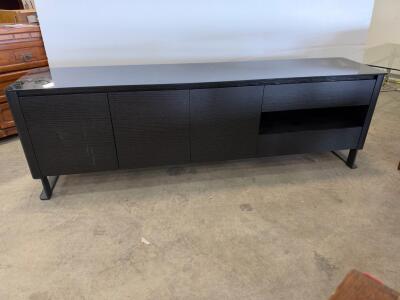 Zhongshan Newpwer Black Media Console, Glass Top, 60 in, Supports Up to 70 in TV