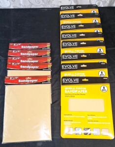 (5) 10-Count Packs Of 9" x 11" Mixed Grit Sandpaper Sheets & (8) 8-Count Packs Of 9" x 11" Mixed Grit Sandpaper Sheets