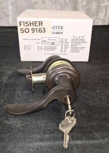 (1) Emtek Cast Bronze Cortina Entry Leverset W/ Round Rosette, (2) Keys - Oil Rubbed Bronze - RH