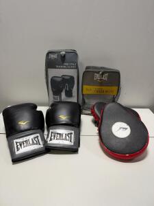 Everlast Pro Style 16oz Training Boxing Gloves & Ta:A Advanced Punch Mitts Set, Adult Size, Carry Bags