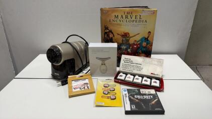 Misc Lot: IPL Wrinkle Reducing Device ES-1081, Rechargeable, 4 Modes, 2.5W, 500mAh, CE/FCC/RoHS Certified, Marvel Book, Marlboro Lighters, Call Of Duty DS
