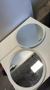 2-IKEA LANGESUND 23.5" Round Wall Mirror, White, Powder-Coated Steel Frame, Model 16044, Turkey