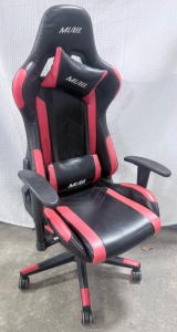 MUUI Racing Gaming Chair, Black/Red, PU Leather, Lumbar & Headrest, Height Adjustable Armrests