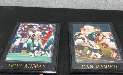 (1) Dan Marino 8” x 10” Photo Plaque With Nameplate (1) Troy Aikman 8” x 10” Photo Plaque With Nameplate