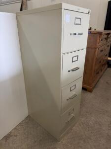 HON 4-Drawer Vertical Filing Cabinet, Beige, Steel Construction, Locking, 52"x15"x25"
