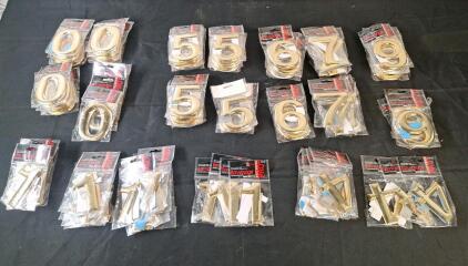 (65+) Assorted Self Adhesive 4" Numbers, Gold Metallic Finish